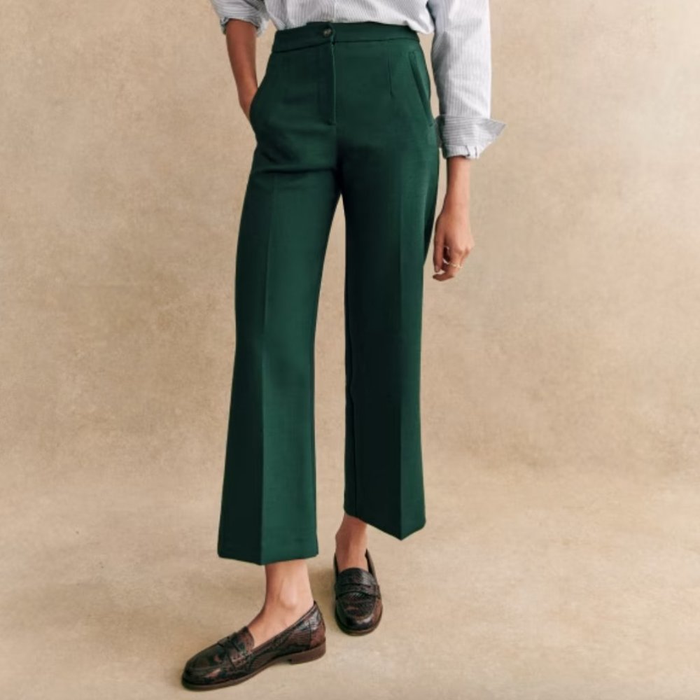 Sezane MARTIN CROP TROUSERS Ecru Sz 6